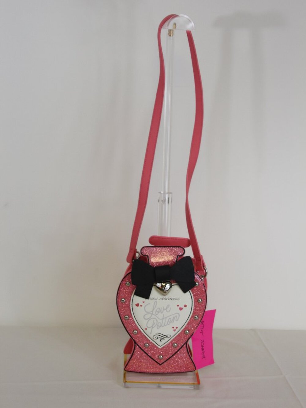 NWT Betsey Johnson Love Potion Crossbody Bag Pink Glitter Heart Valentine Y2K